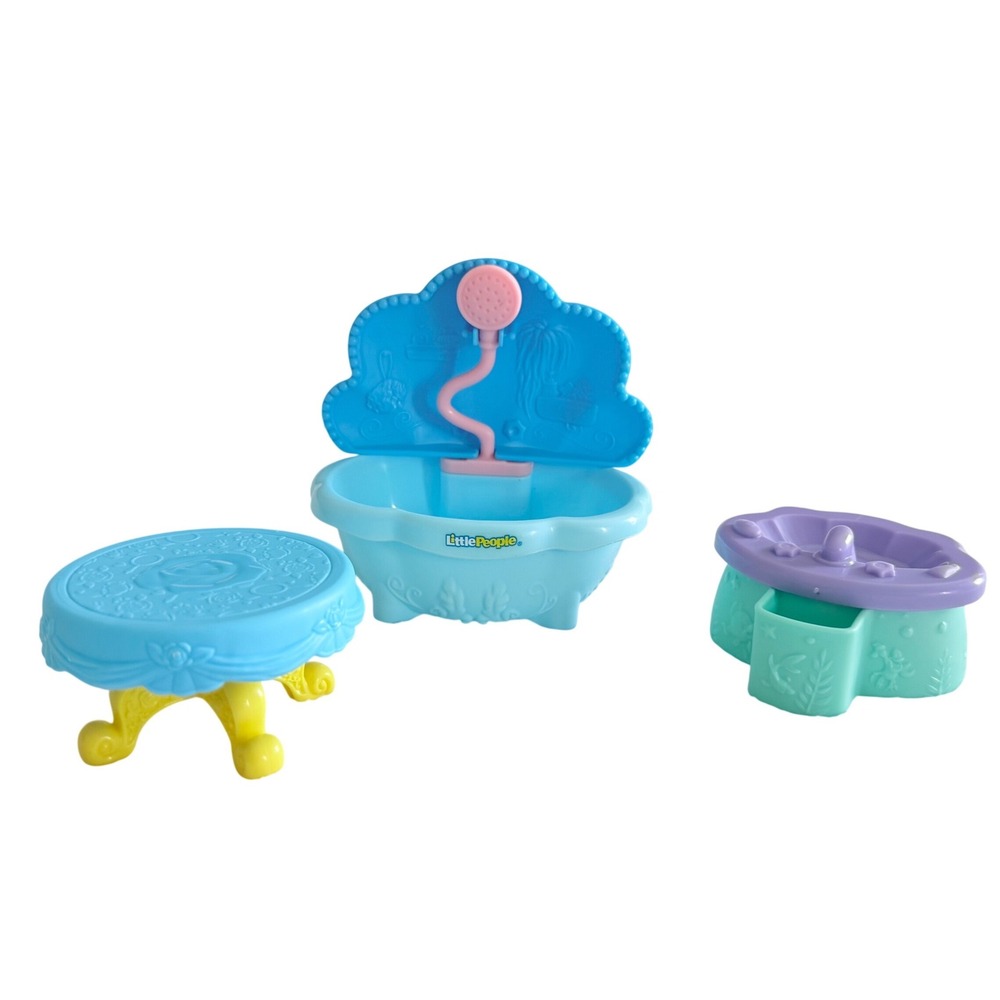 Fisher-Price Little People Disney Ariel Bathtub Vanity Kids Blue GWV51 3pc Set